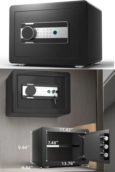 STAXX POWER  Parmak Okutmalı Parmak İzli Ev ve Otel Tipi Elektronik Şifreli Çelik Para Kasası 25x35cm Ultra Lüx - 2