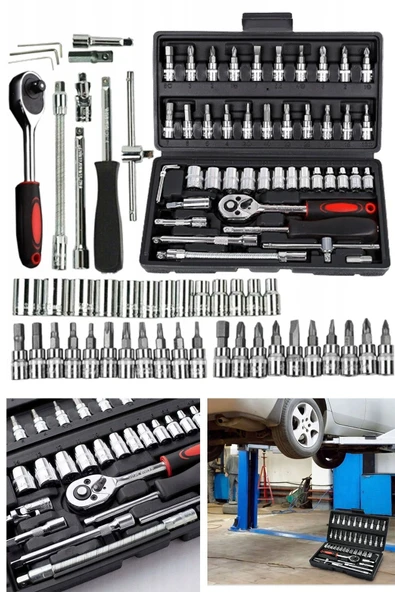 STAXX POWER  46 Parça Mini Lokma Takımı Otomatik Cırcırlı 1/4" Wrench Set Yüksek Kalite CR-V Kombinasyon Alet Set