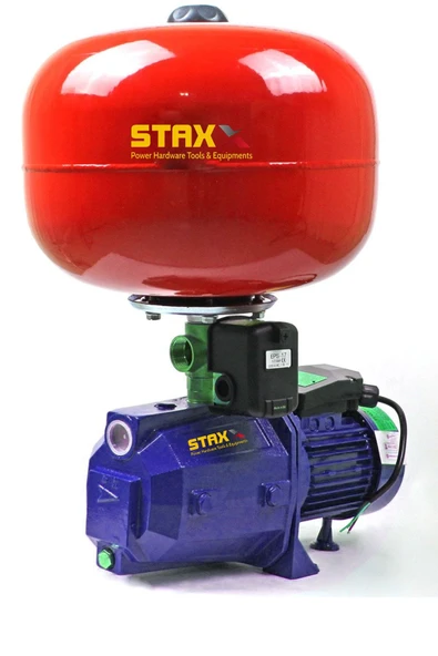 STAXX POWER  Bakır Sargı Qpj100 24lt Tanklı Santrifüj Otomatik Hidrofor 4 Daire Paket Hidrofor Pompa Seti 1 Hp