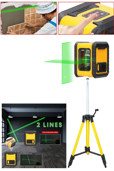 STAXX POWER  Mini Boy Portatif 2 Köşe Pilli Dikey Ve Yatay Yeşil Işık Lazer Çizgi Hizalama Makinesi + Tripod - 3