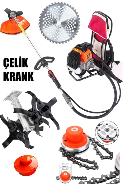 STAXX POWER  Alman Kömürsüz Motor 14 HP X-HARD Bakır Sargı Çapa Aparatlı Benzinli Ot Çalı Çim Biçme Tırpan Motoru