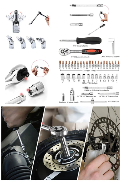 STAXX POWER  46 Parça Mini Lokma Takımı Otomatik Cırcırlı 1/4" Wrench Set Yüksek Kalite CR-V Kombinasyon Alet Set - 3