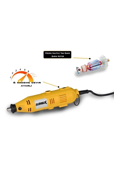 stilmax  Alman Style 405 Parça Devir Ayarlı Gravür Oyma Makinesi Dremel Taşlama Zımpara Seti 450w - 5