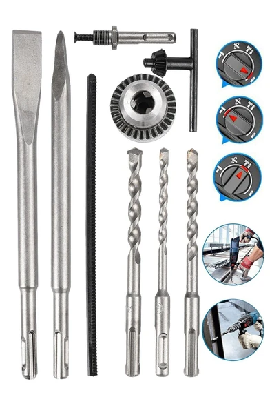 stilmax  Germany 4000w 5.5j Bakir Sargı Kırıcı Delici Hiltı Matkap Metal Şanzumanlı + 5 Adet Uç Yedek Mandren - 2