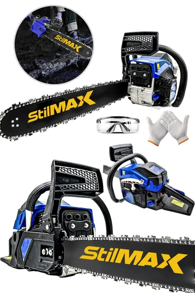 stilmax  Germany Blue Turbo9200 Benzinli Ağaç Odun Dal Kesme Makinesi Motorlu Testere Zincirli Ağaç Kesme