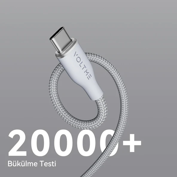 VOLTME C2044 Powerlink Rugg 60W USB to Type-C Şarj Kablosu 1M 3A -Gri - 2