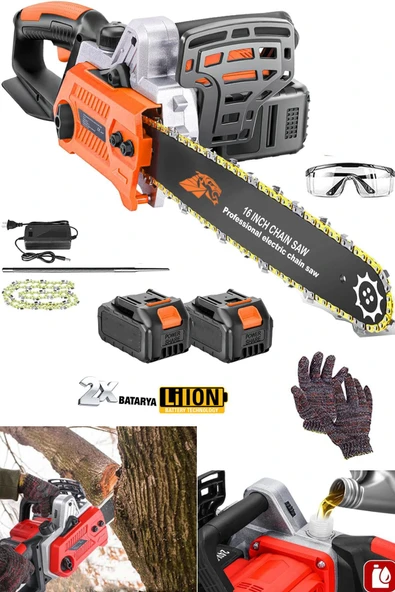 STAXX POWER  Otomatik Yağlamalı Turuncu Seri Çift Akülü Lityum Bataryalı BL Motor Odun Ağaç Dal Kesme Makinesi - 2