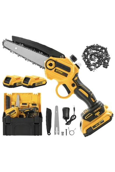 staxx  21V 3Ah Super Seri Çift Akülü 18 cm Pala Dal Budama Bıçkı Makinası Yağ Pompalı Seri Kullanım