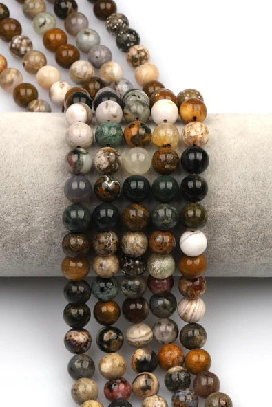 Ocean Jasper (A Kalite) Doğaltaş Dizi 8 mm Küre Kesim