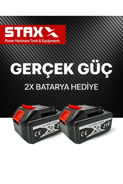 STAXX POWER  21v 3ah Super Seri Çift Akülü 15 Cm Pala Dal Budama Bıçkı Makinası Yağ Pompalı Seri Kullanım - 2
