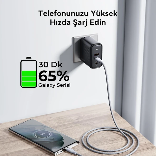 VOLTME C2052 Powerlink Rugg 60W Type-C Şarj Kablosu 1M 3A-Gri - 4