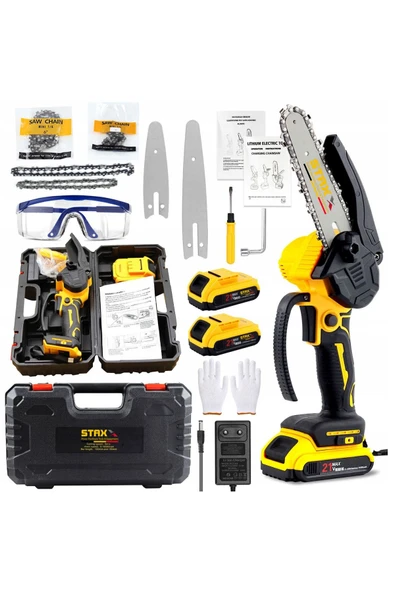 STAXX POWER  21V 3Ah Kömürsüz Motor Çift Akülü 12-15 cm Çift Pala Dal Budama Bıçkı Makinası Seri Kullanım - 2
