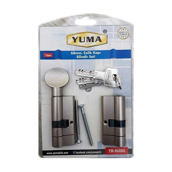 YUMA 68 mm ÇELİK KAPI SİLİNDİR SETİ - İKİZ BAREL