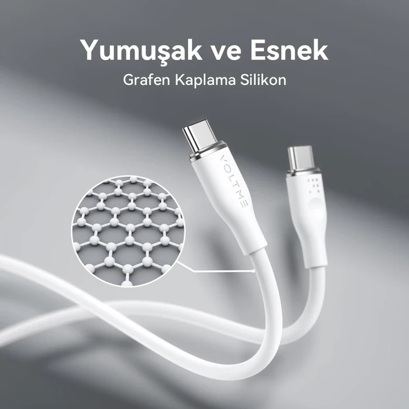 VOLTME C2036 Powerlink Moss 100W  Type-C Şarj Kablosu 1.8M 5A- Beyaz - 2