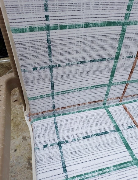 1 Adet Komutan Arkalıklı Sandalye Minderi, Extra Kalın (Kalınlık 5cm)-Ekose Yeşil - 2