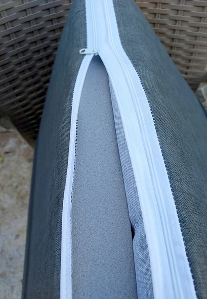 6 Adet Komutan Arkalıklı Sandalye Minderi, Extra Kalın (Kalınlık 5cm)-Haki - 4
