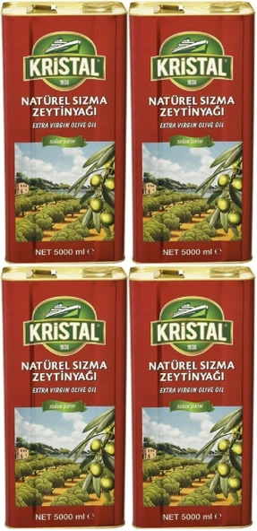 Kristal Zeytinyağı 20LT Natürel Sızma Soğuk Sıkım (Teneke) (4PK*5LT)