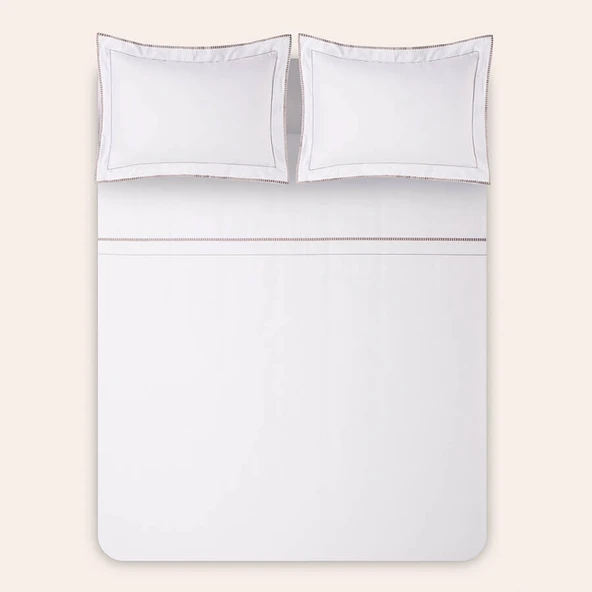 %100 Pamuk Saten Nevresim Seti 240x220 cm Taş - Piyano Serisi - 3