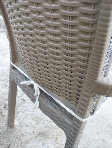 4 Adet Komutan Arkalıklı Sandalye Minderi, Extra Kalın (Kalınlık 5cm)-Nokta Siyah Beyaz - 3