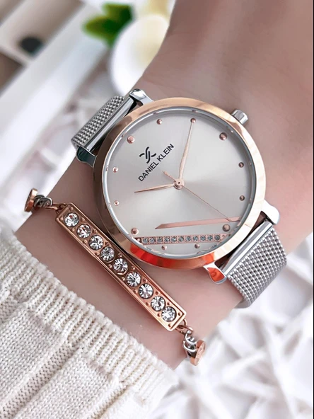 Daniel Klein Çelik Kordon Çelik Takı Seti Hediyeli 2 Yıl Garantili Kadın Kol Saati BDK.10084-4 - Resim 2