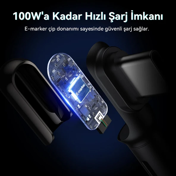 VOLTME C2071 Stark 100W Type-C Şarj Kablosu 1.2M 5A-Siyah - 3