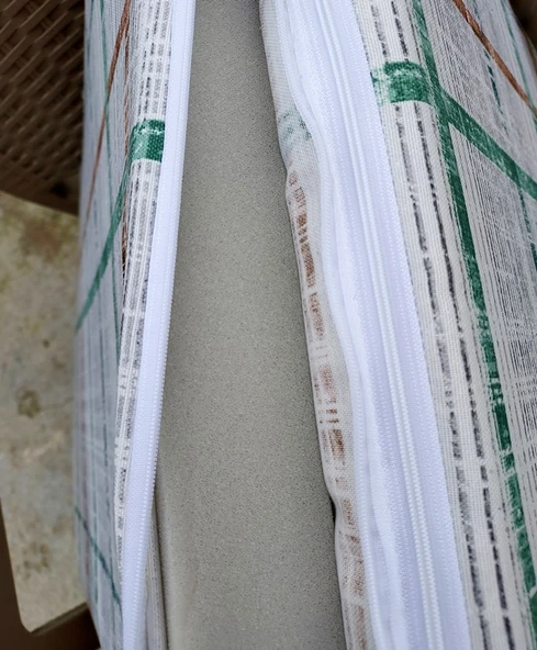 1 Adet Komutan Arkalıklı Sandalye Minderi, Extra Kalın (Kalınlık 5cm)-Ekose Yeşil - 4