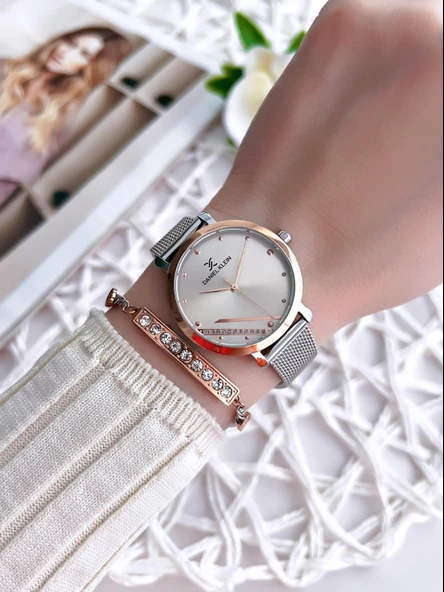 Daniel Klein Çelik Kordon Çelik Takı Seti Hediyeli 2 Yıl Garantili Kadın Kol Saati BDK.10084-4 - Resim 3