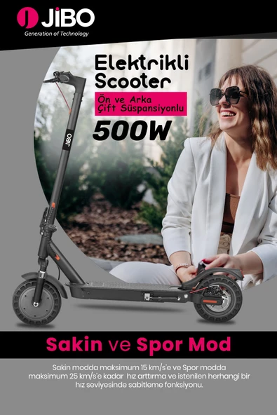 Jibo 505 500watt/36 Volt Ön Ve Arka 4 Amortisörlü 120kg. Taşıyabilen Cruise Cont. Elektrikli Scooter - 5