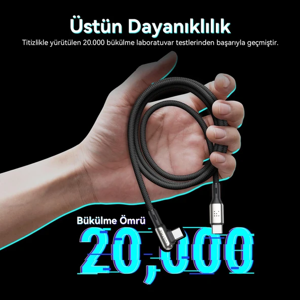 VOLTME C2071 Stark 100W Type-C Şarj Kablosu 1.2M 5A-Siyah - 2