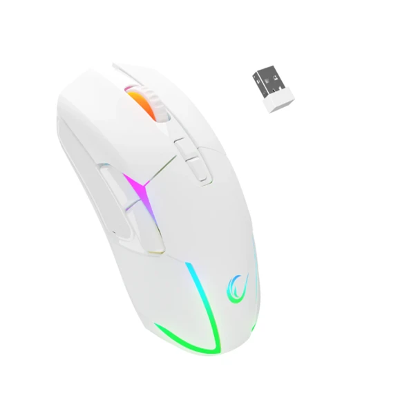 Rampage NOVA M4 Kablosuz/Kablolu Beyaz RGB Ledli Şarjlı Gaming Oyuncu Mouse