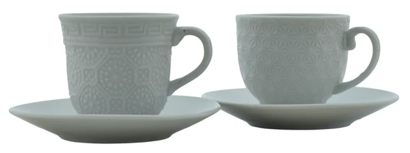 Beyaz Porselen 2 Kişilik 4 Parça Kahve Fincan Seti M7 - 3