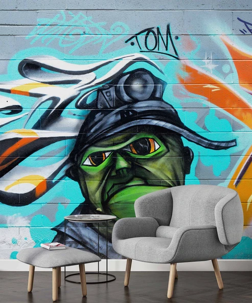 Grafitti Uzaylı Temalı Duvar Kağıdı - Resim 5