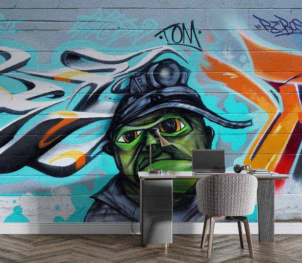 Grafitti Uzaylı Temalı Duvar Kağıdı - Resim 3