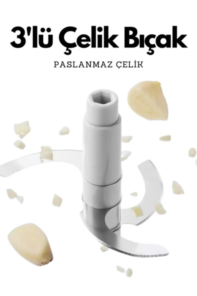 Rondom Çelik 3 Bıçaklı Pratik Basmalı El Rondosu Doğrayıcı Büyük Boy - 3