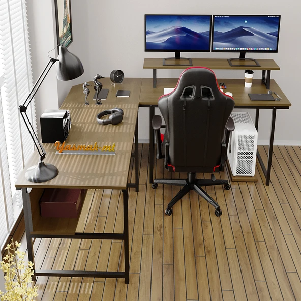 METMOBSAN L tipi bilgisayar ve Çalışma masası - Resim 3