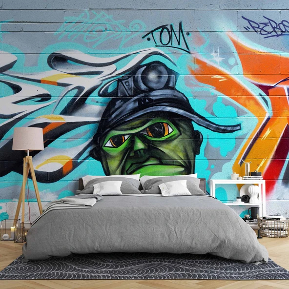 Grafitti Uzaylı Temalı Duvar Kağıdı - Resim 2