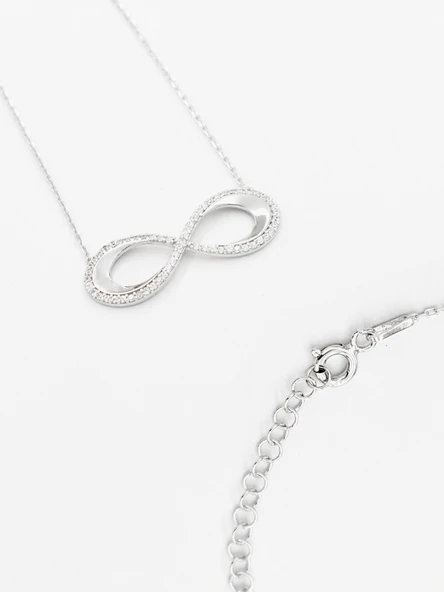 Sonsuzluk Model Gorgeous Kadın Gümüş Kolye - Resim 2