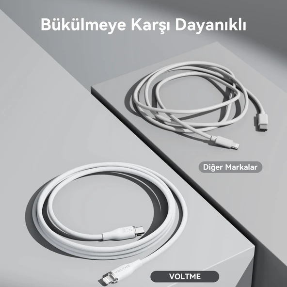 VOLTME C2098 Powerlink Moss 60W Type-C to Lightning Şarj Kablosu 1.2M 3A- Beyaz - 6