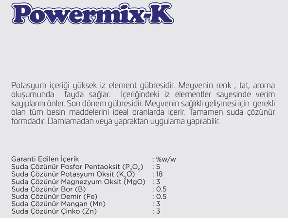 Powermix-K 0-5-18 + 3MgO + ME 1 Kg Toz Gübre - 2