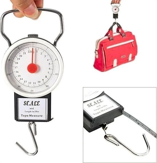 22 Kg/50lb Kancalı Tartı Aleti 1 Metre Mezuralı Askılı Balıkçı Terazisi - 1