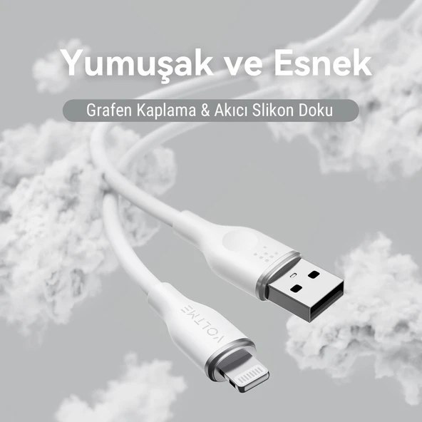 VOLTME C2088 Powerlink Moss 60W USB to Lightning Şarj Kablosu 1.2M 3A- Beyaz - 2
