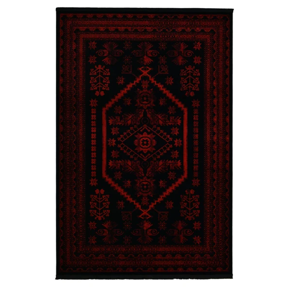 Yağcıbedir Afgan Türkmen Otantik Desenli Dokuma Bordo Oturma Odası Salon Mutfak Halısı 3671H_ZS47 - 2