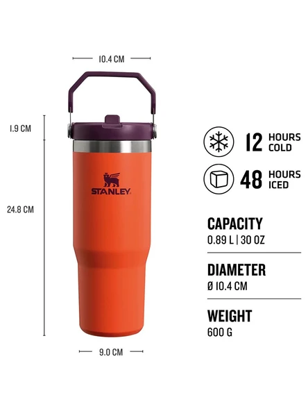 stanley The Iceflow Flip Straw Turuncu-Mor 0.89 lt Pipetli Termos Bardak - 2