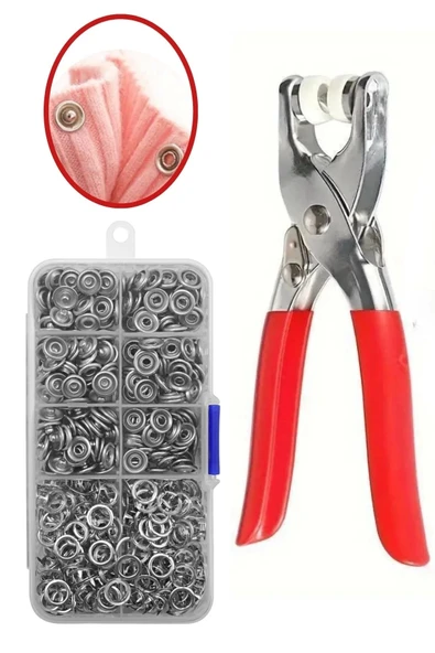 200 Adet Paslanmaz Çelik Çıtçıt Ve Pense Seti Metal Çıt Çıt Makinesi - 6