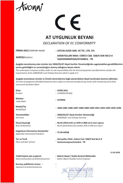 Avonni AV-60083-ELLIPSE Krom Kaplama Modern Avize - 3