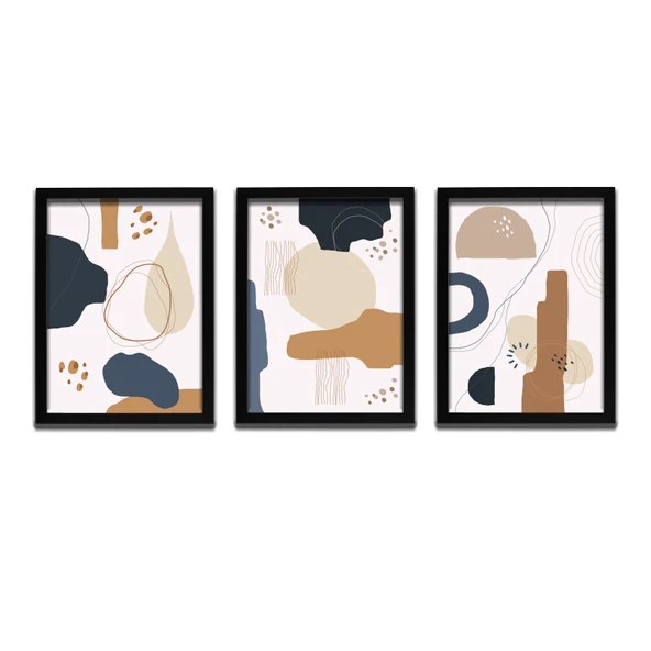 Bohem Tarz ev ve ofis dekoru,hediyelik Çerçeveli 3'lu Dekoratif Tablo 37 - 2