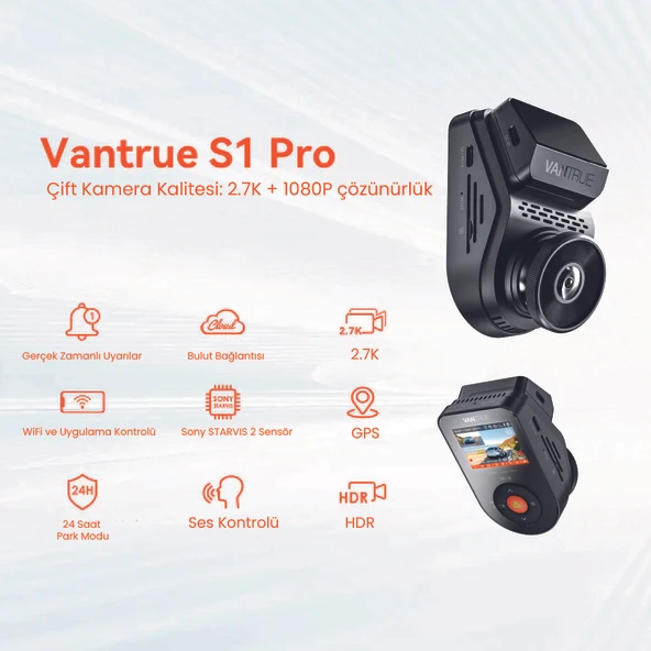 Vantrue S1 Pro Araç İçi Kamera + Arka Kamera - 6