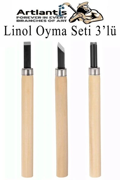 Linol Oyma Seti 3 Parça 1 Paket Linol Oyma Kesme Bıçak Seti 3 Bıçaklı Linolyum Baskı Ahşap Saplı