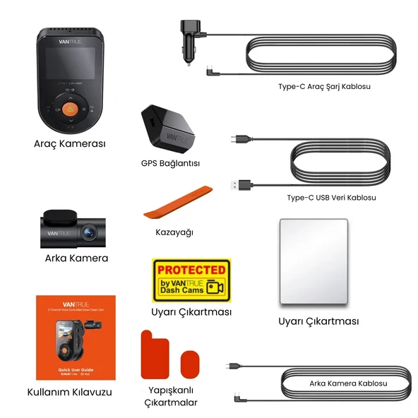 Vantrue S1 Pro Araç İçi Kamera + Arka Kamera - 9