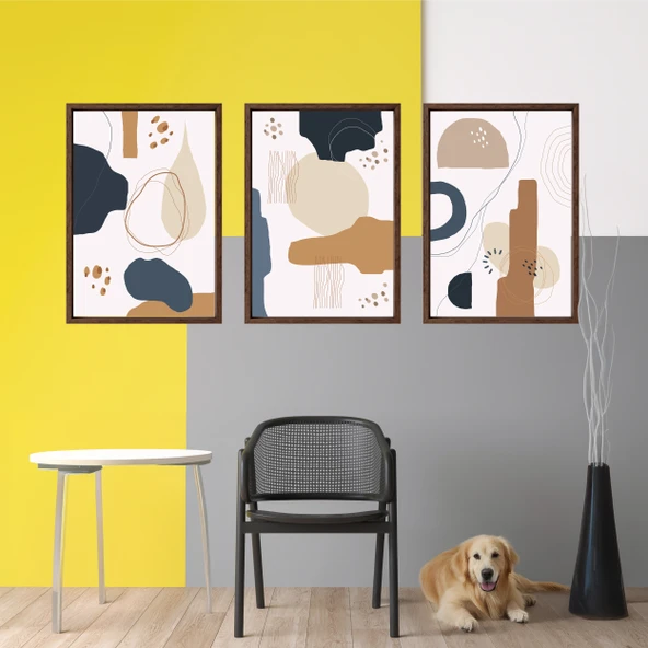 Bohem Tarz ev ve ofis dekoru,hediyelik Çerçeveli 3'lu Dekoratif Tablo 37 - 5